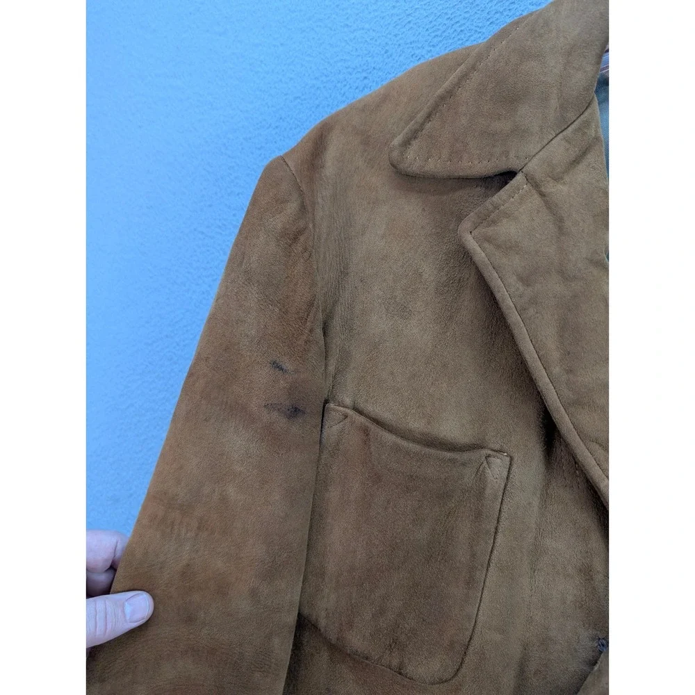 Vintage McGregor Blazer Suede Leather Sport Coat Jacket Men's 38 USA Rodeo Brown